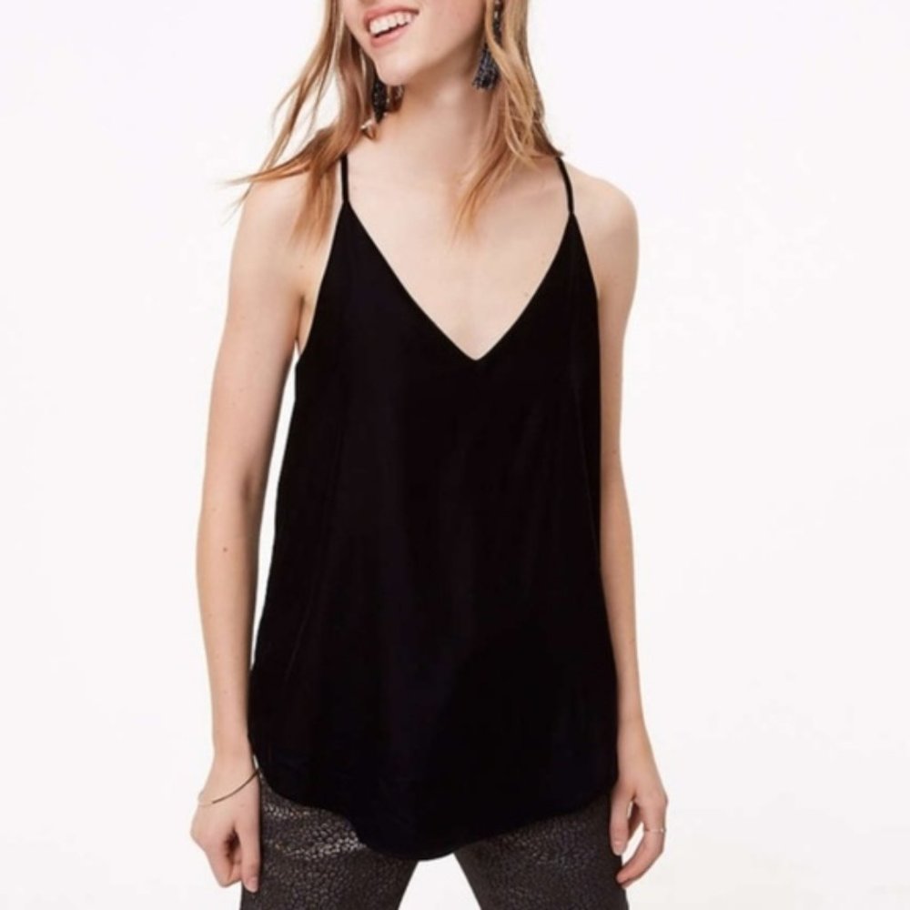 NWT Loft Velvet Strappy Cami - Black